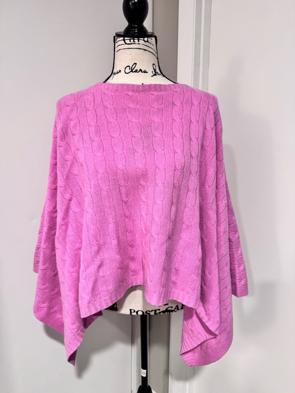 Ralph Lauren Black Label Pink Cable-Knit Poncho Sweater
